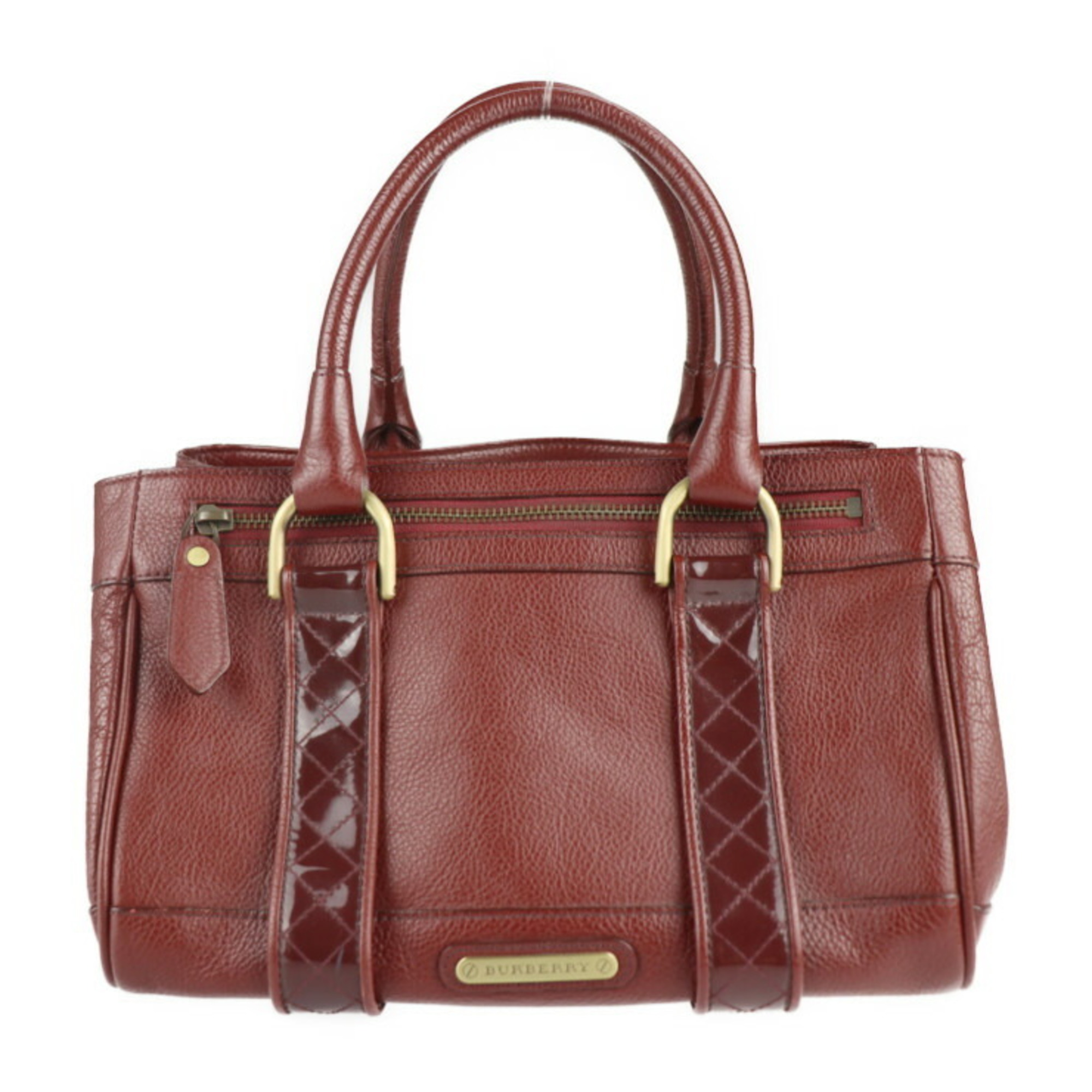 Burberry Handbag Leather Enamel Bordeaux